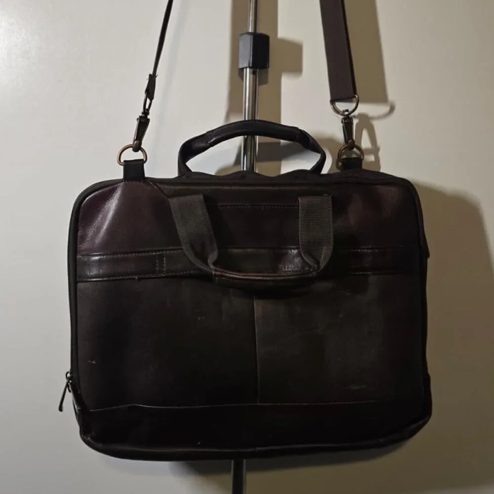 Kenneth Cole Reaction Genuine Leather Laptop Bag Brown Briefcase